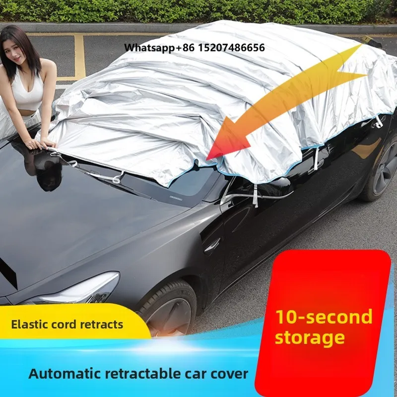 New Style Telescopic Automatic Universal Four-Season Nylon Car Cover with Sunshade Snowproof Dustproof Protection