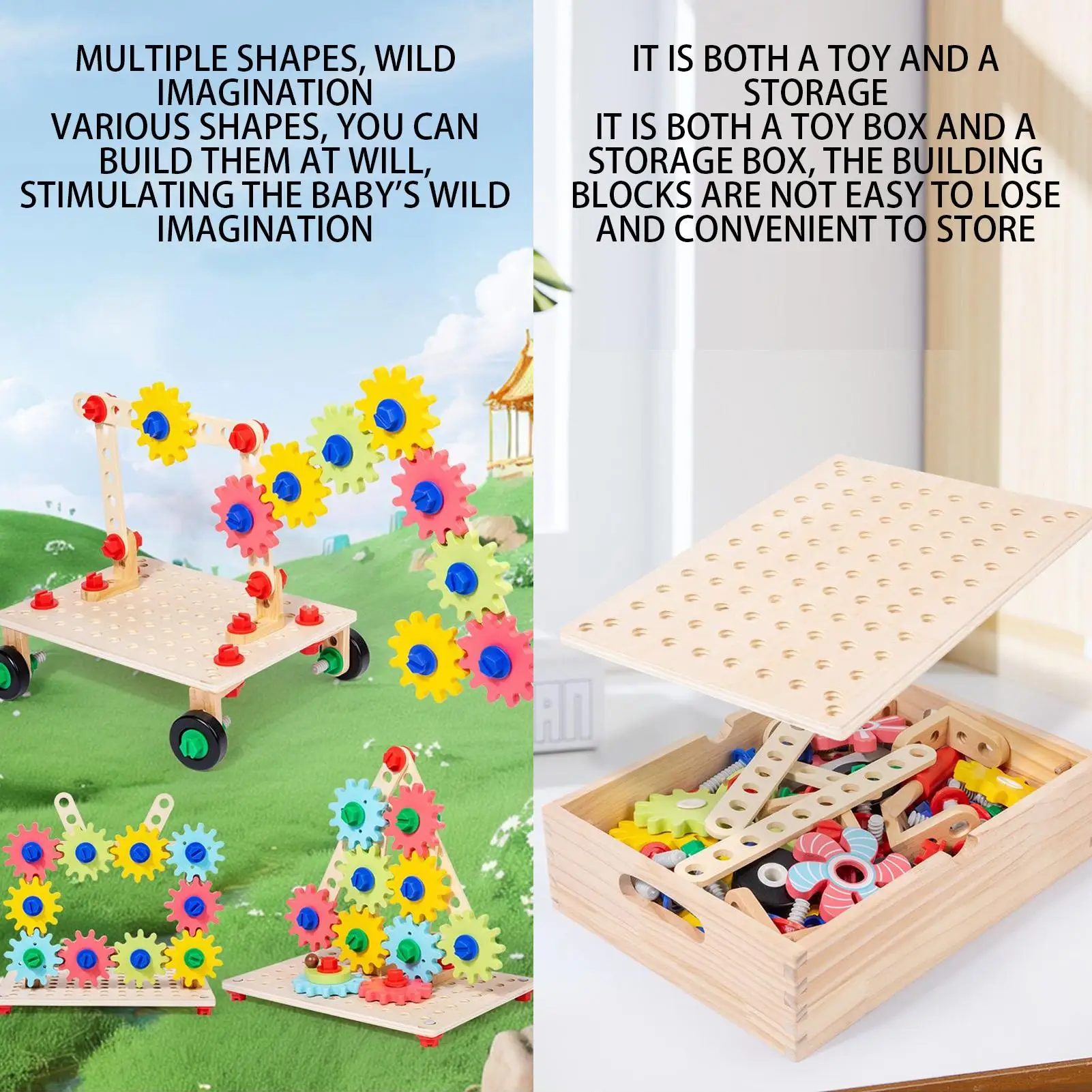 Gear Puzzle Game Wood Kids Gear Puzzle Table Game Sensory Fine Motor Skills Development Toy For Children Kid Girls Boys