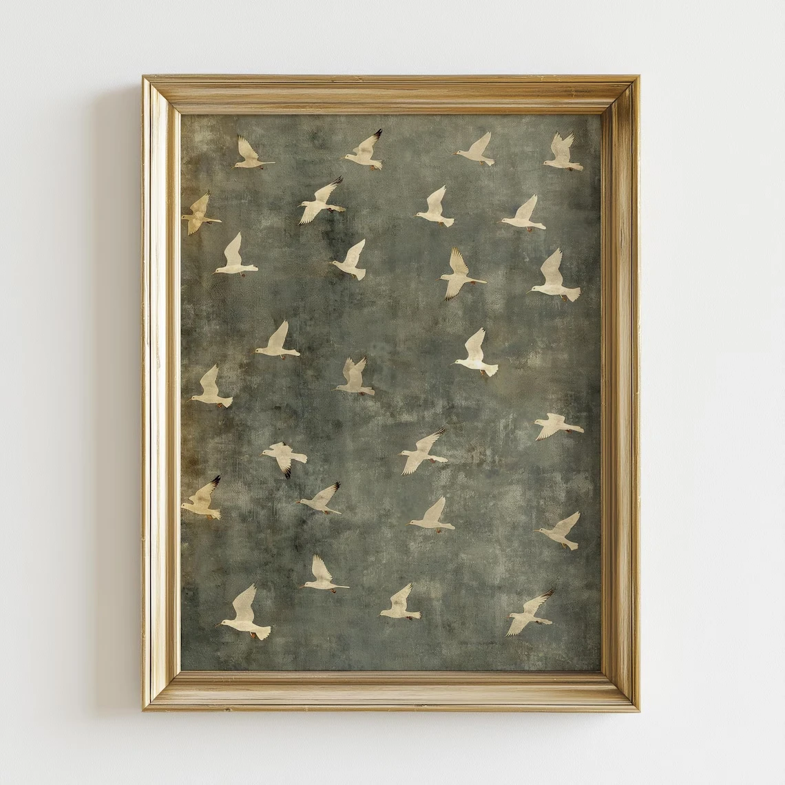 Vögel im Flug Wandkunst-Poster Vintage Minimalistisches Wildlife-Poster Neutrale Naturdekoration Retro Leinwanddruck Bild für Zimmer H