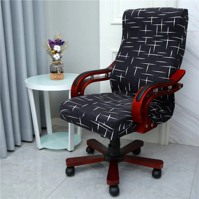 Print Computer Chair Cover Spandex Office Chair Cover Stretch Office Rotating Armchair Slipover Dustproof Seat Case Plus Size