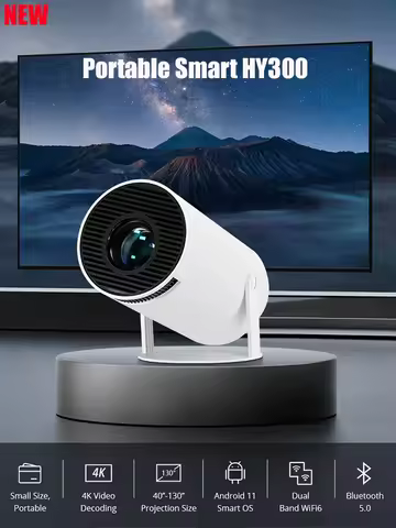 DITONG hy300 pro Projector 4K Android11 Dual Wifi6 260ANSI BT5.0 1080P 1280*720P HD Home Cinema Outdoor portable Projetor