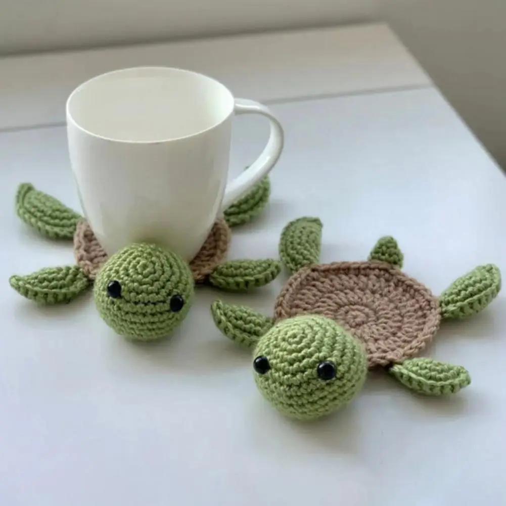 Insulation Pad Handmade Crochet Thick Skid-resistant Heat Insulation Sheep Flower Turtle Shape Mug Coaster Kitchen Supplies