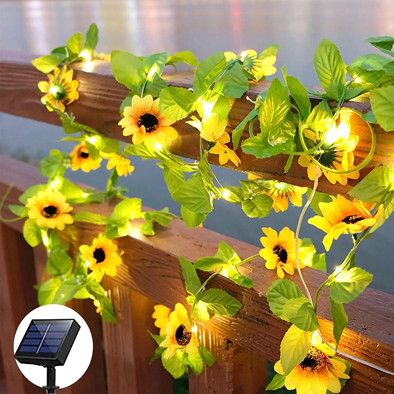 

Solar Sunflower String Light Waterproof Solar Fairy Light Artificial Flower Floral Garland Light For Garden Patio Yard Wedding