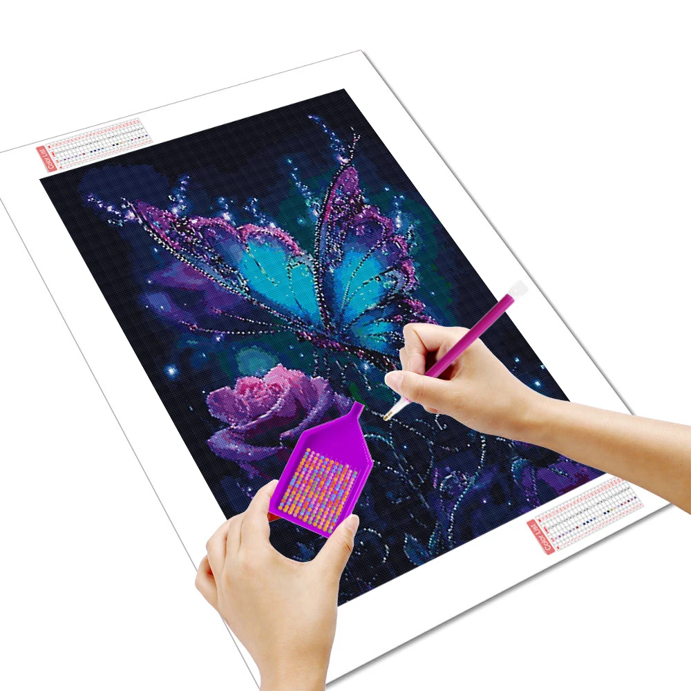Huacan Diamond Painting Butterfly Rose Diamond Mosaic Animal Flower Complete Kit Decorative Paintings