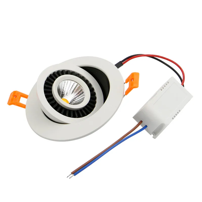 Ściemnialna LED typu Downlight obrotowa wpuszczone w sufit lampa świecąca w dół punktowa 360 ° 3000K/4000K/6000K 110V 220V lampa sufit do domu centrum handlowego