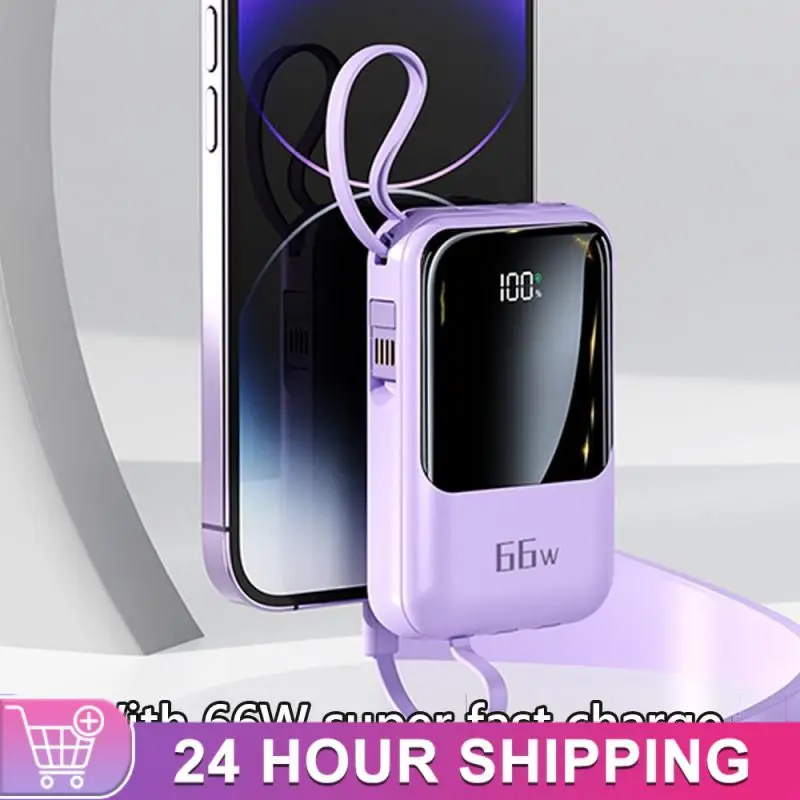 8000mAh Power Bank Large Capacity Portable Power Bank With Built-in Fast Charging Cable Power Bank For Xiaomimi Power Bank