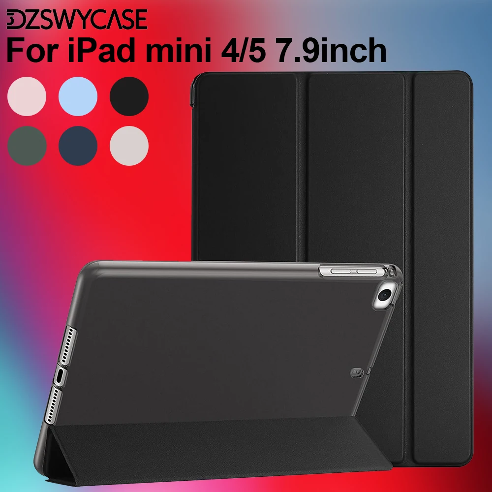 

Чехол для iPad mini 4/mini5 7,9 дюйма, тонкая мягкая задняя крышка из ТПУ, тройная подставка, смарт-чехол Folio, автоматический сон/пробуждение
