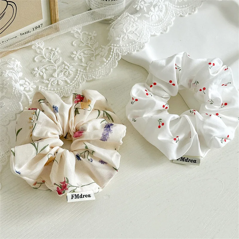 French Fashion Plaid floralScrunchies for Hair bow ribbon French girlish ponytail tie hair accessory versatile Hair ties