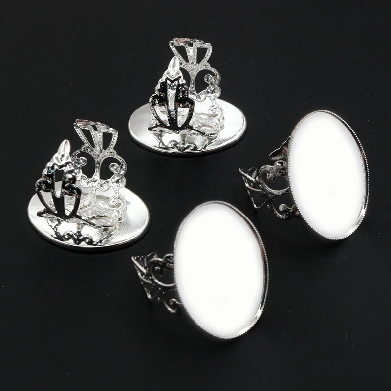 13x18mm 10x14mm 18x25mm 5szt 3 kolory mosiądz owalny regulowany pierścień ustawienia puste/Base,Fit 10x1 4/18x2 5/13x18mm szklane kaboszony — zdjęcie 6