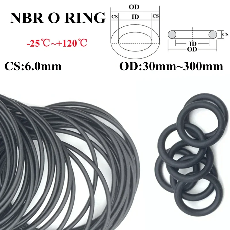 

CS6mm Rubber Nitrile O Ring Set Seal Oring Gasket Washer NBR O-ring Nitrile High Pressure Repair Oil Resist Band Sealing Ring