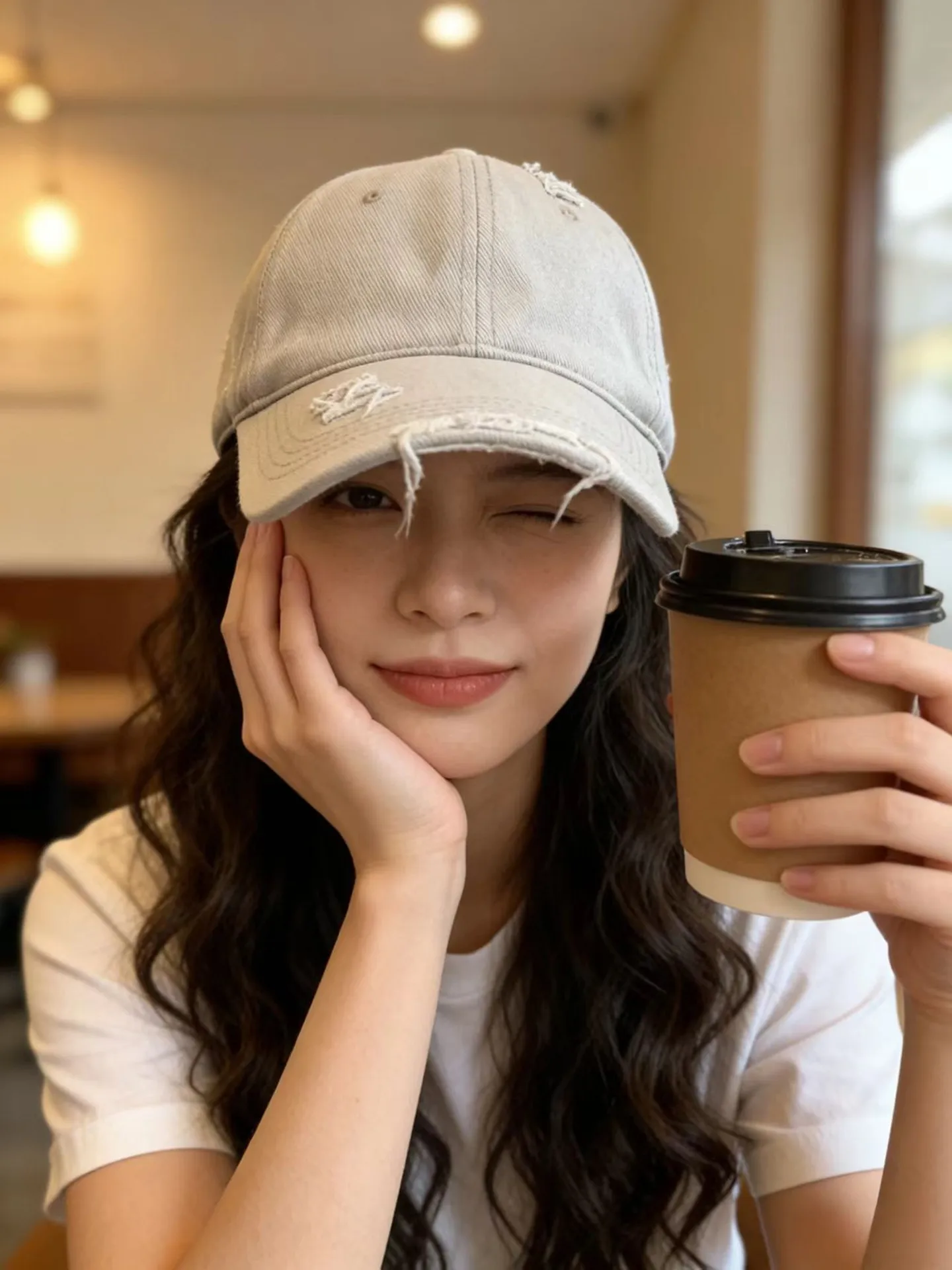 pbmarket-korean-style-vintage-baseball-cap-women's-large-head-size-face-slimming-duckbill-hat-cotton-sunscreen-cap