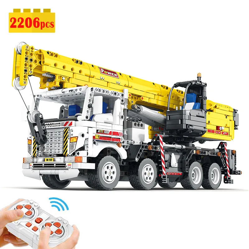 City Mobile Crane Engineering Building Blocks Technology Bricks Moc Remote Control Truck Model Assembling Toys for Boys Gift Set