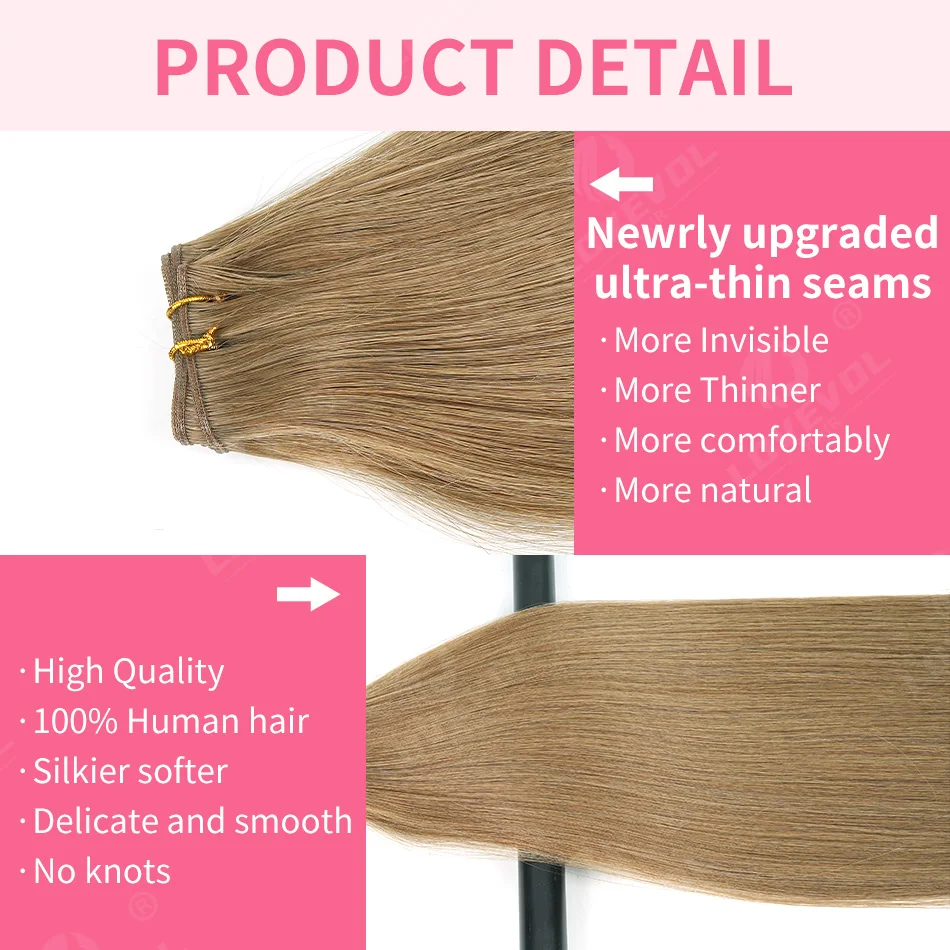 Invisible Genius Weft Remy Human Hair18-24Inch50g Ultra Thin Cuttable Weft Sew In Beaded Rows Fine Hair Friendly Hair Extensions