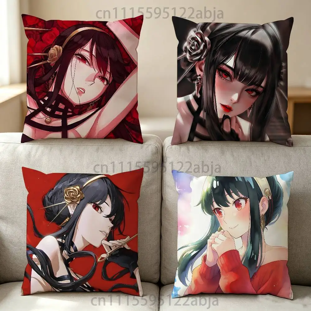 Y-Yor fanart from S-Spy family Throw Pillow Case 40x40cm Decoration DIY Square Chair Pillowcase Pad Cover