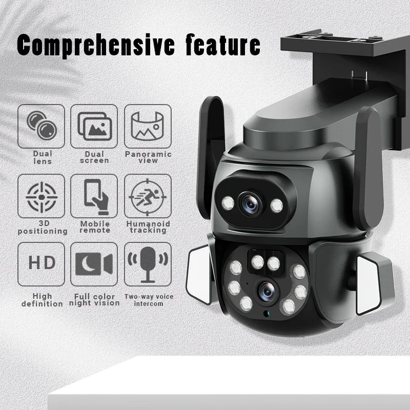 4K 8MP Yoosee PTZ Camera Dual Lens Dual Screen Auto Tracking Two Way Audio Color Night Vision Waterproof Surveillance Camera