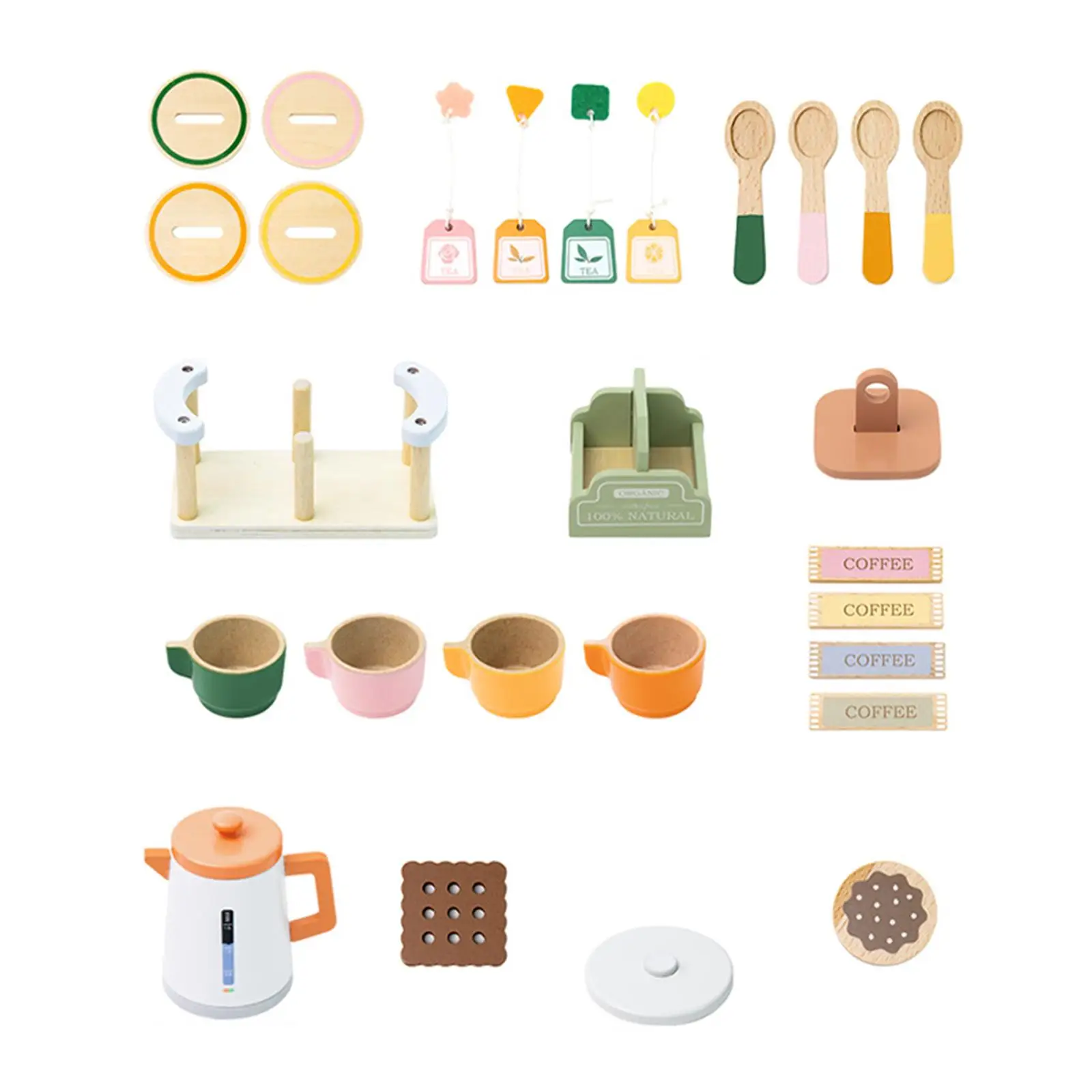 Ensemble de fête de thé de l'après-midi en bois pour petites filles, jouet éducatif de jeu de simulation