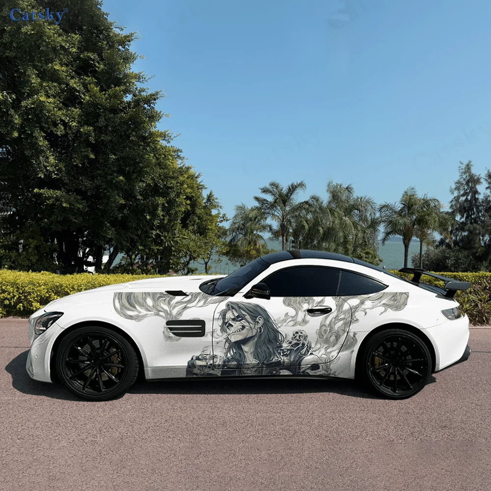 

Long Haired Skull Smoking Car Vinyl Wraps Decal Self-adhesive PVC Sticker Suitable for Trucks SUV Decor Auto Accessories Gift