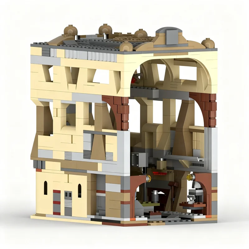 698pcs MOC Book Nook Mandalorian Forge Star Battle Model Building Blocks Architecture Toys Christmas Gifts Idea Education