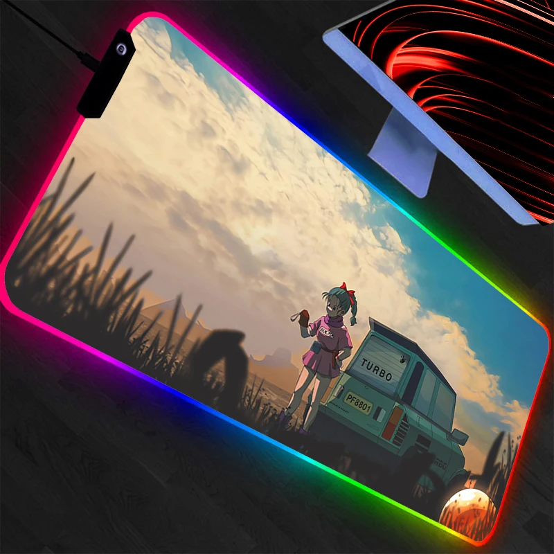 

Большой коврик для мыши XXL с подсветкой, резиновый, для ПК, Dragon Ball, RGB, для геймеров, игровой, светодиодный, для клавиатуры, компьютерный, прочный