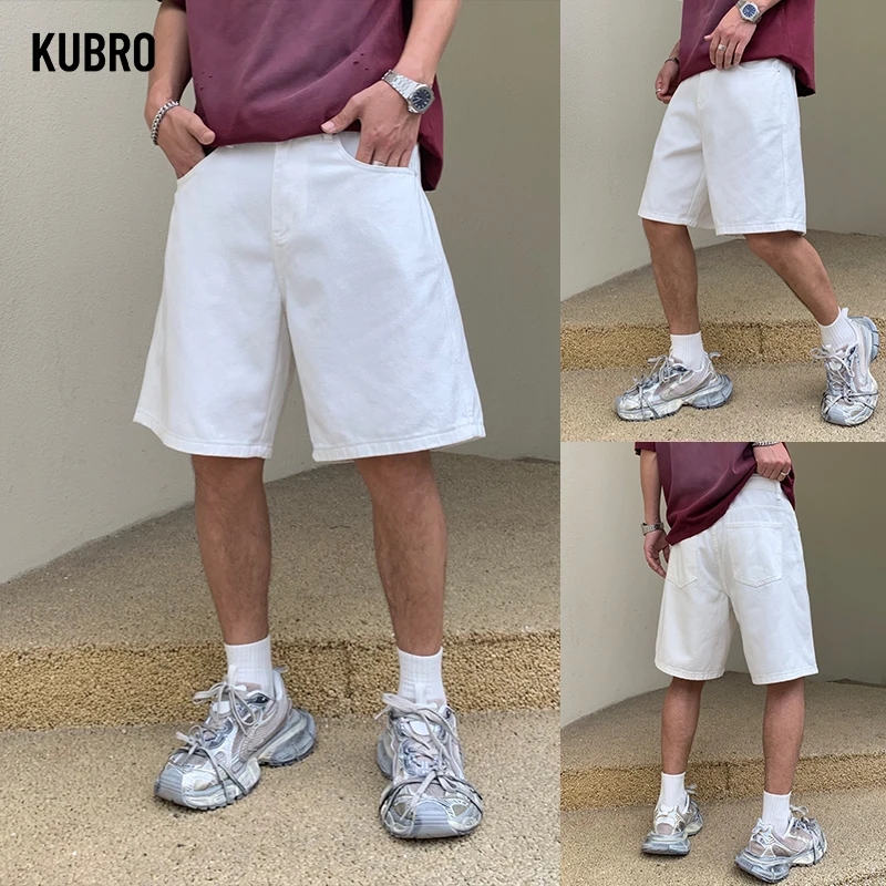 

Summer Men's Non-Elastic Denim Seven-Five Cotton Shorts Y2K Loose Wide Leg Fit Versatile Fashion Casual Shorts High Street Jeans