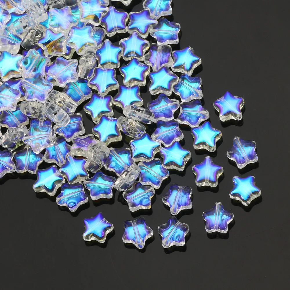 Lote de 50 Cuentas de Cristal Checo en Forma de Estrella de 8mm, Cuentas Espaciadoras Sueltas para la Fabricación de Joyas, Horquillas, Accesorios Hechos a Mano