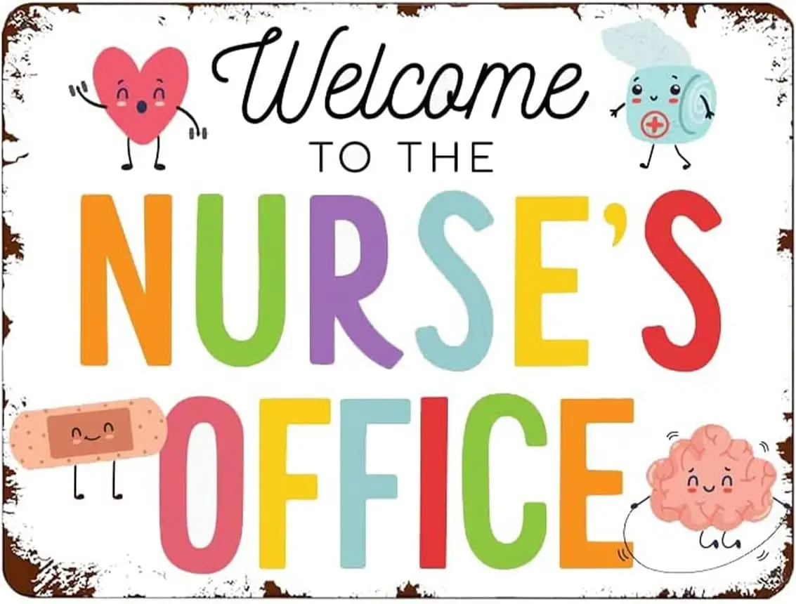 Welcome to The Nurse\'s Clinic Sign, School Health Office Poster Pediatric Clinic Decor, Health Room, School Nurse Gift Metal