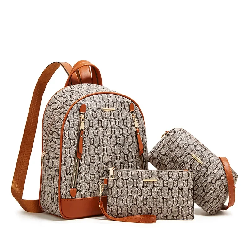 Korean version of the trend of one-shoulder backpack three-purpose women\'s bag multi-purpose backpack three-piece set of mother