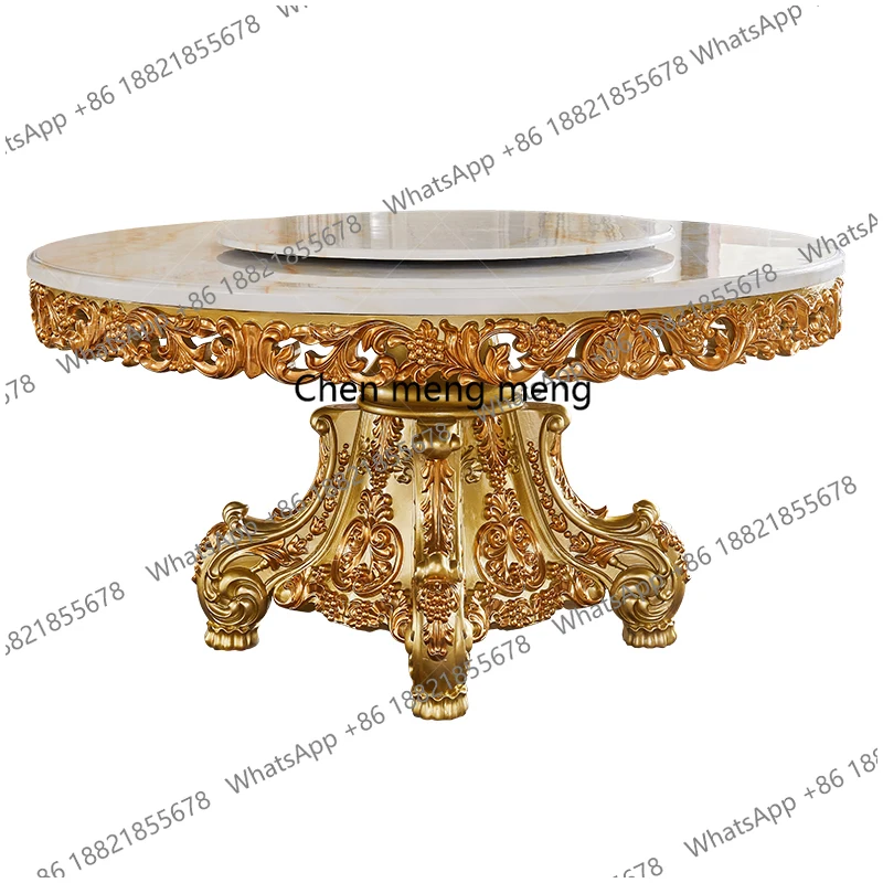 

Villa carved dining table and chair combination luxury home all solid wood dining table 6/8/10