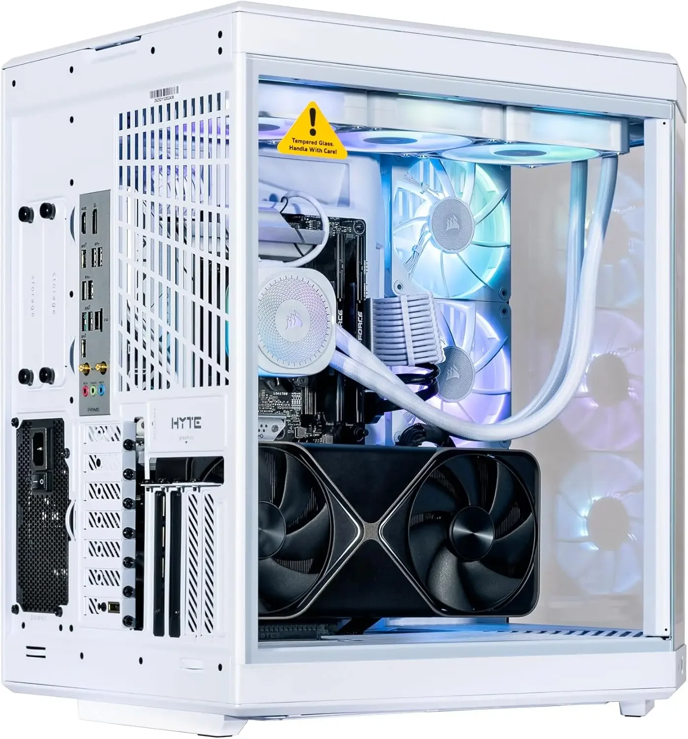 Velztorm LCD White Praetix Custom Built Y70 Touch Gaming Desktop PC (GeForce RTX 5080 16GB, Liquid Cooled Intel i9-14900K, 32GB