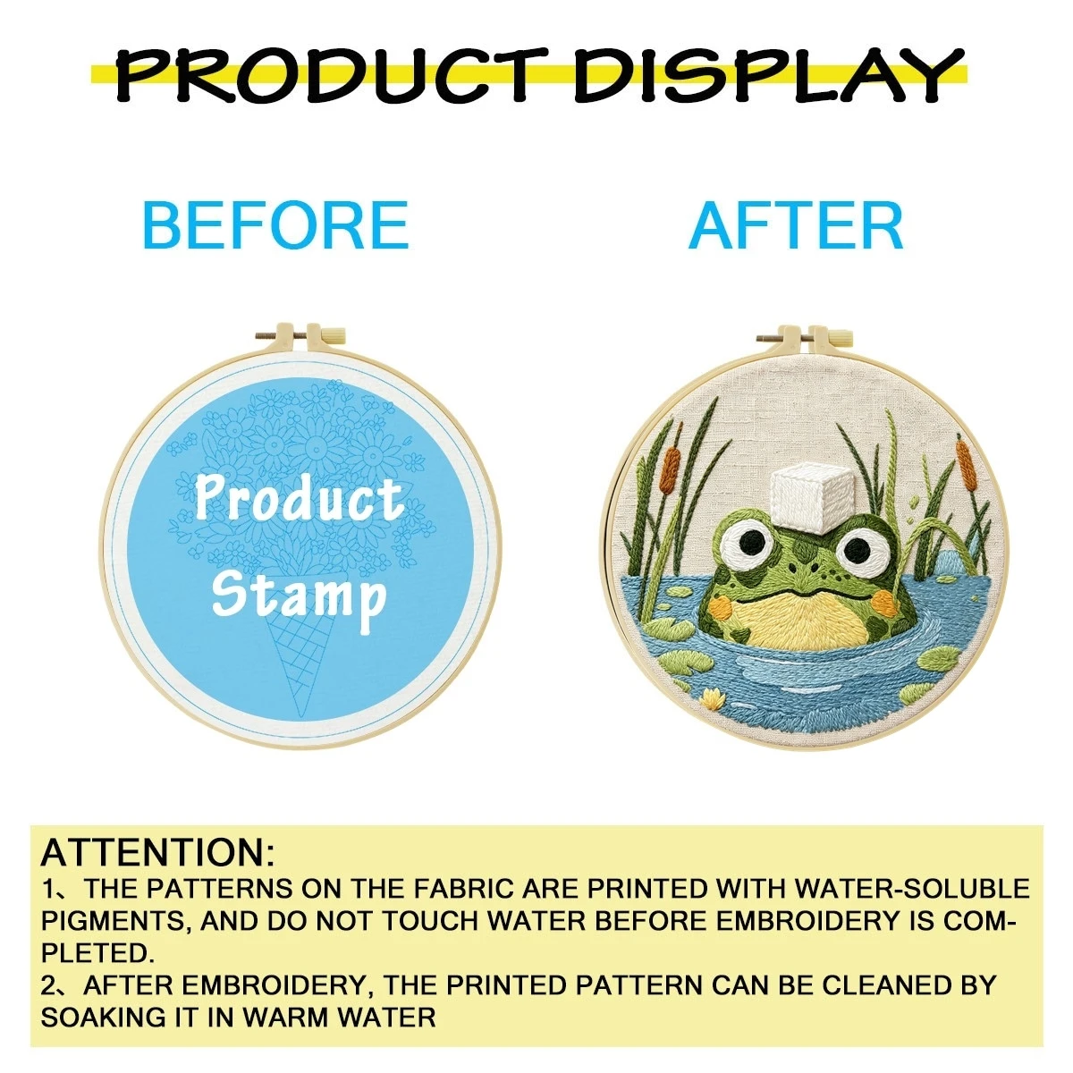 1 Set Eiswürfel-Frosch DIY-Stickerei-Set für Anfänger, Stickerei-Starter-Kit, Kreuzstich-Kunstgeschenk, Handarbeits-Bastelset – Detail 3