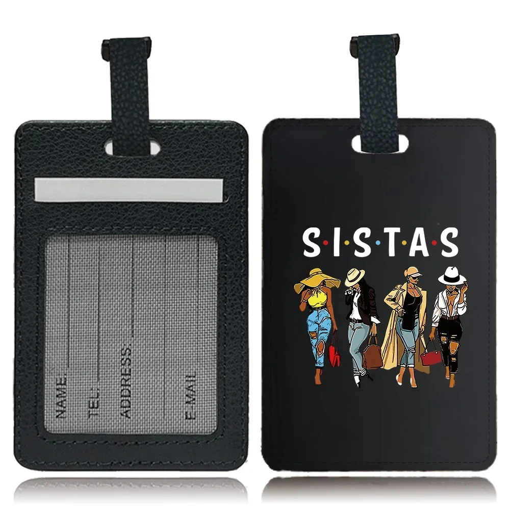 Women Pu Luggage Tag Fashion Luggage Baggage Boarding Tag Personalized Outdoor Accessories Name ID Address Holder Sister Pattern