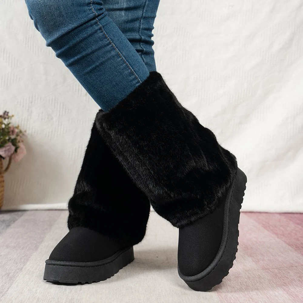 New Winter Santa cross-border thickened women\'s large plus fleece casual women\'s flat cotton shoes