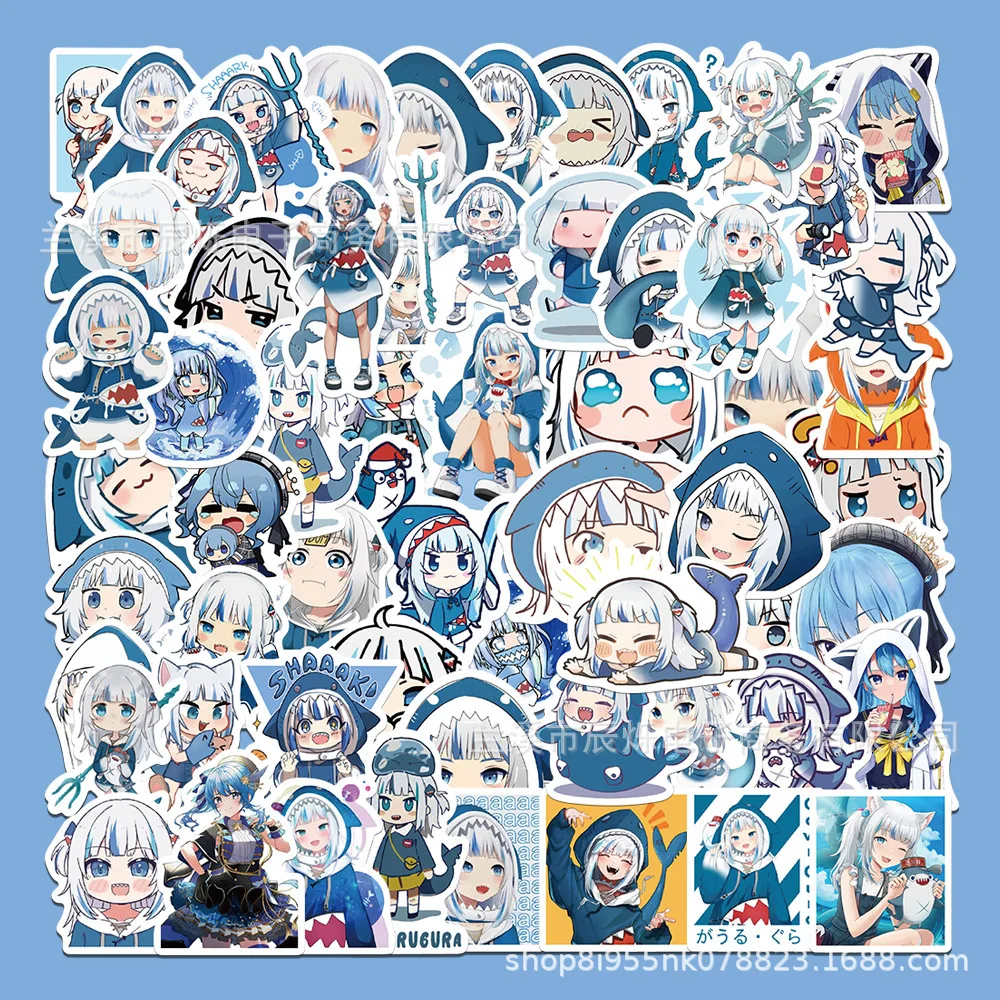 60pcs 2D Hololive vtuber series graffiti stickers suitable for helmets desktop wall decoration DIY sticker pack wholesale