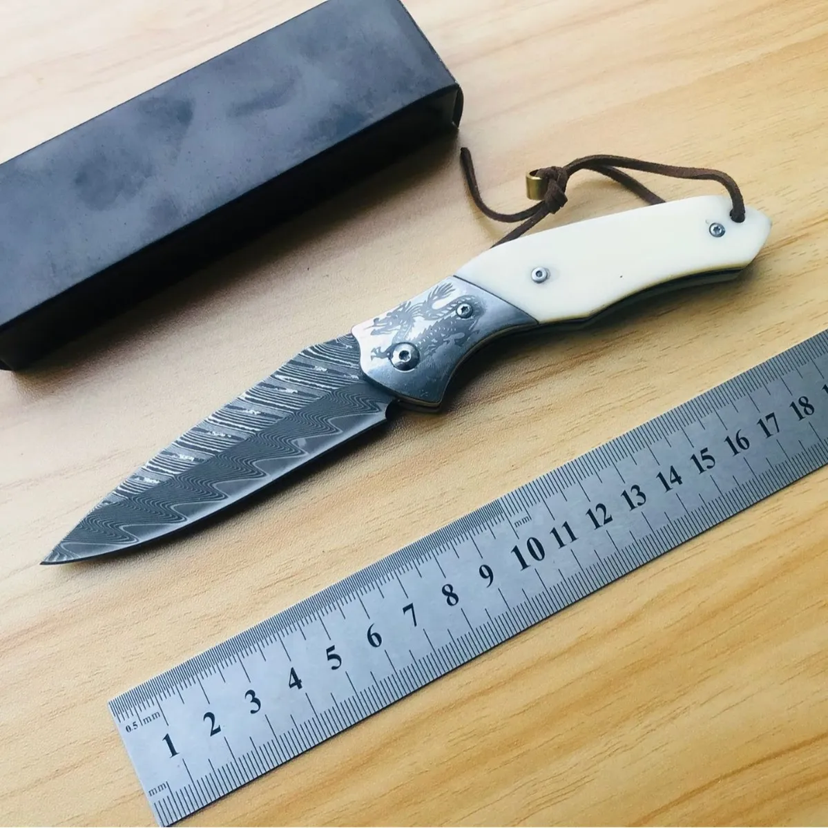 Damascus outdoor folding knife survival folding knife camping folding sharp keychain knife