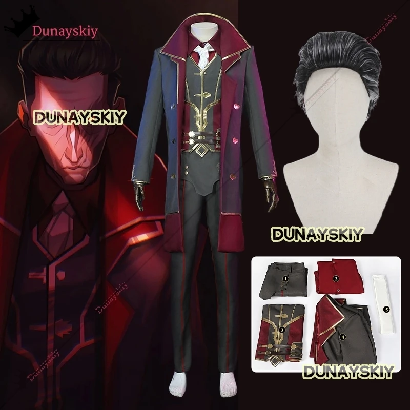 Anime Game LOL Arcane Silco Cosplay Costume League of Legends RolePlay Outfit Vintage Blazer Coat With Wig 2025Halloween Party