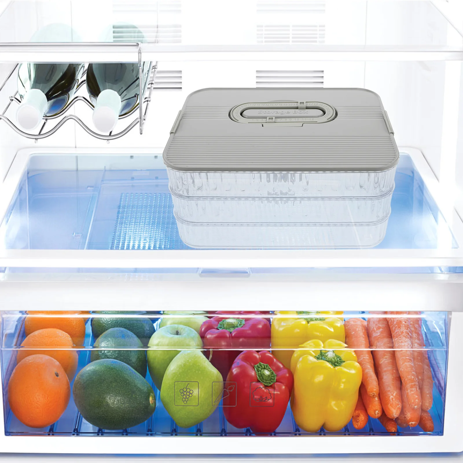 

Triple Layer Food Storage Container Detachable Insulated Stackable Bpa Free For Bacon Lunch Meats Vegetables Fridge