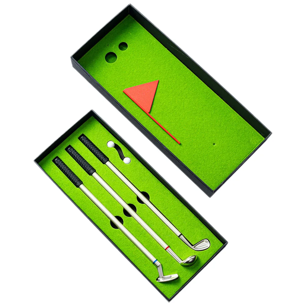 1Set Golfing Club Kit Fun Golf Training Set Decorative Pen Compact Size Easy to Hold Golfs Pen Gift Box for Daily Use