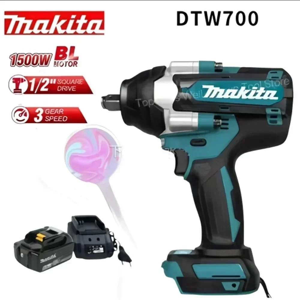 

Makita 1000 N.M High Torque DTW700 Brushless Cordless Electric Impact Wrench 1/2 In Lithium-Ion Battery For Makita 18V Battery