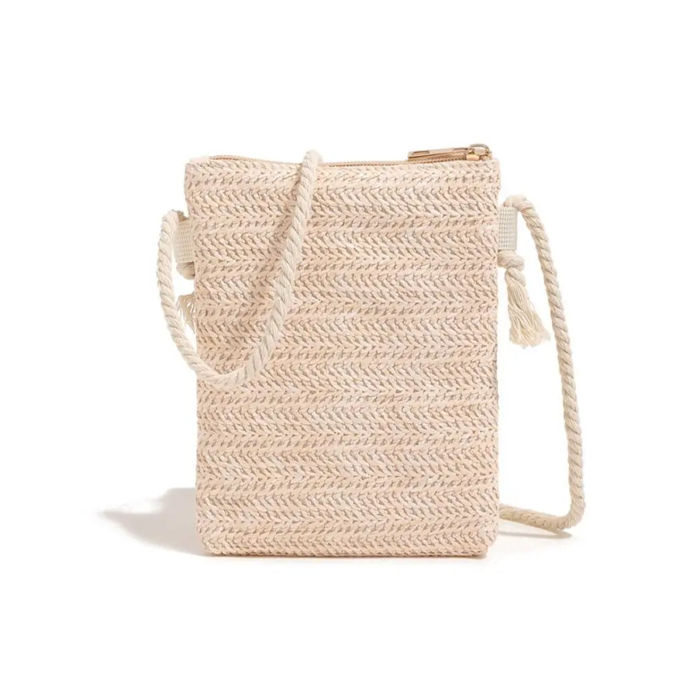 

Solid Straw Crossbody Bags for Women Handmade Woven Rattan Travel Handbags Female Summer Beach Messenger Bag Bohemian