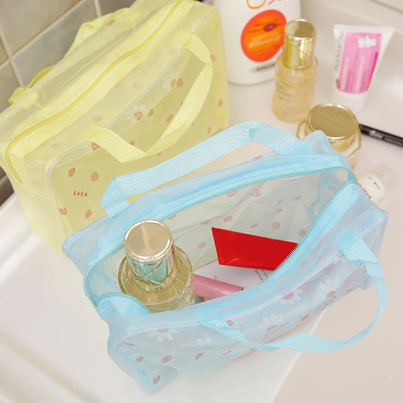 1Pc Waterproof Zipper Beauty Case Travel Toiletry Bags Handbag Cosmetic Bag Clear Makeup Bag For Women Girl