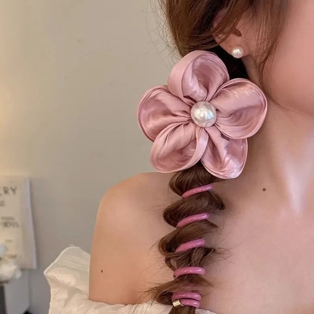 Sommeratmosphäre, blumengebundener Pferdeschwanz, gerade Telefonleitung, Haarschlaufe, neues High-End-Haarstyling-Werkzeug für Damen – Detail 7