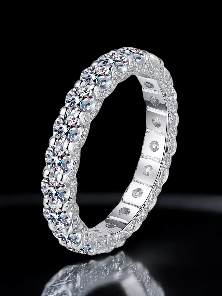 MoisaLuxe Official Store Moissanite Sterling 925 Silver Group  2.1Carat Full Circle Wedding Ring for Women GRA Certificate