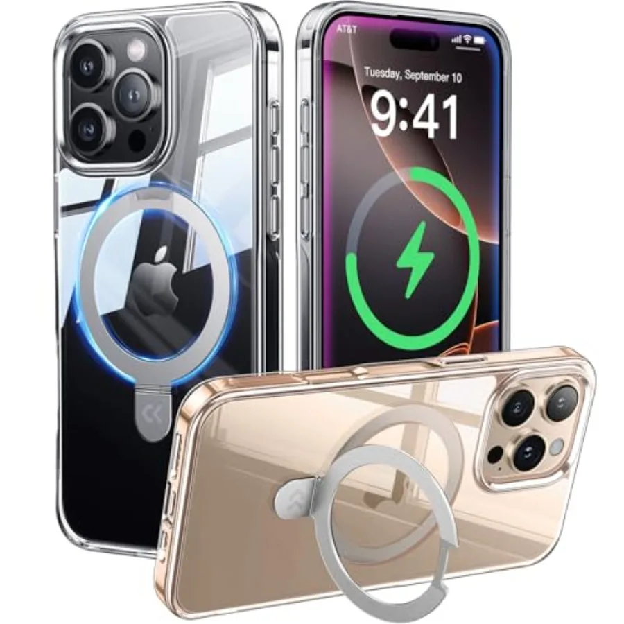 

Ultra Magnetic Stand for iPhone 16 Pro Case Clear [Compatible with MagSafe] [16FT Military-Grade Protection] Transparent Slim P