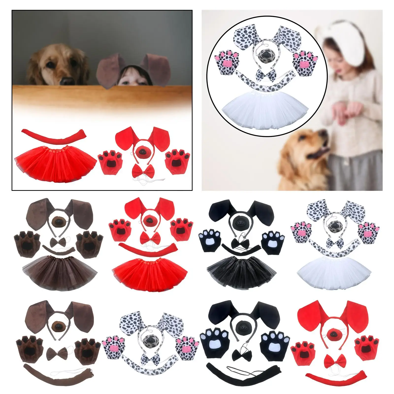 무대 공연을 위한 개 귀 머리띠와 긴 꼬리 동물 귀 머리띠