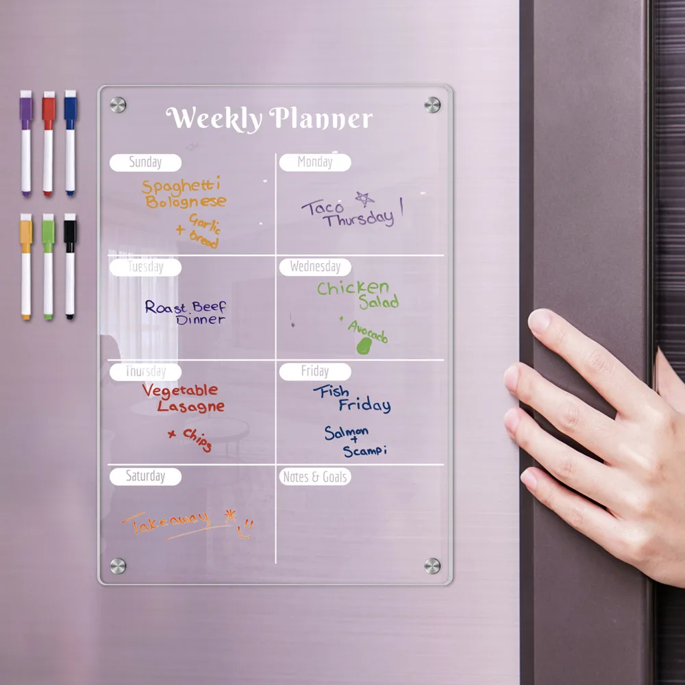 

Weekly Plan Message Board Transparent Acrylic Magnetic Memo Board Dry Erase Board Refrigerator Planning Whiteboard