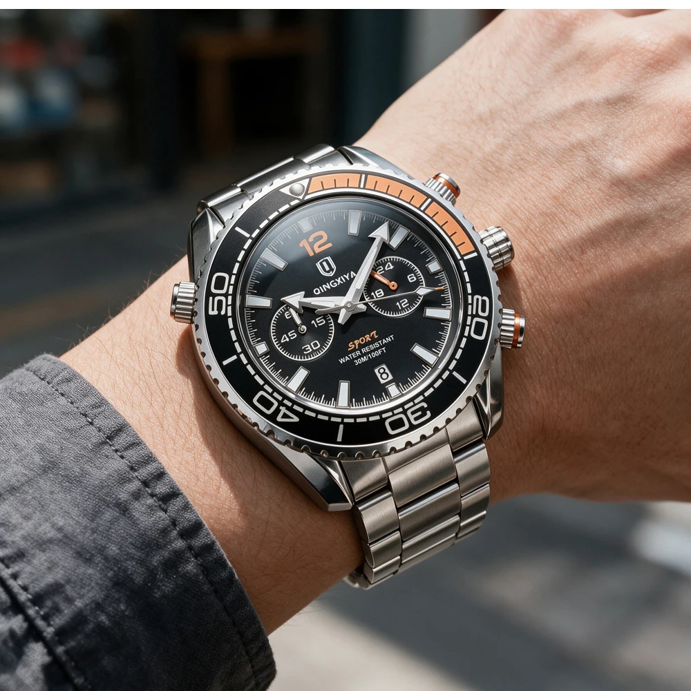 QINGXIYA Marken-Luxus-Herrenarmbanduhr Sport-Chronograph Wasserdicht Leuchtend Datumsanzeige Uhren für Herren Casual Quarz Herrenuhr Reloj – Detail 15