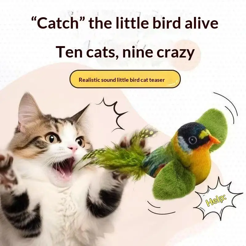 1/2/3 palos de juguete para gatos con diseño de pájaro realista, juguetes resistentes a mordidas para gatos, juguetes oscilantes para autoentretenimiento y relajación