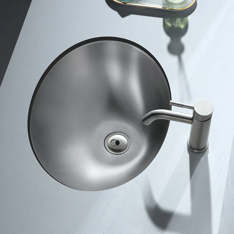 Brushed Nickel Top Quality Bathroom sink SUS304 Stainless steel Hand Basin Embedded washbasin SUS304 Stainless steel Lavabo