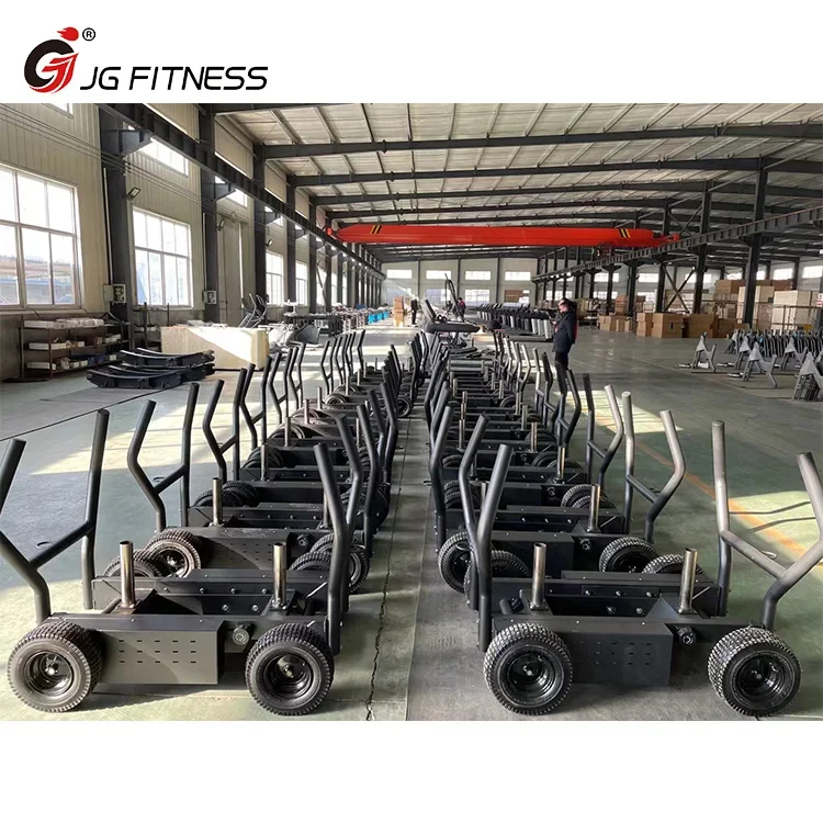 Gym equipment complete workout bi-directional pull push sled on wheels any surface magnetic resistance fitness tank power sled