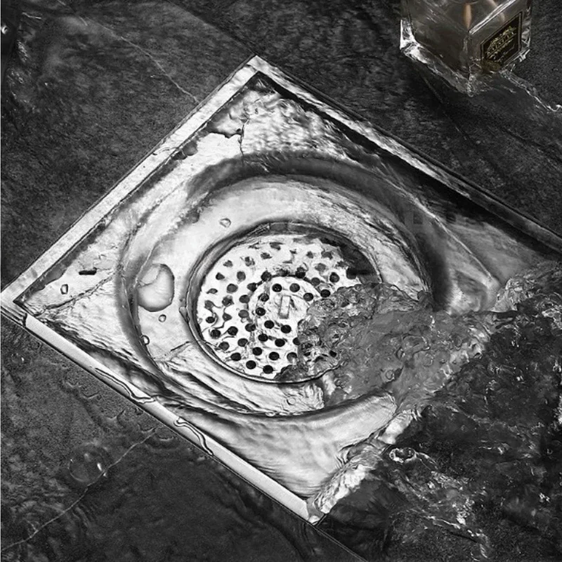 304 thickened stainless steel floor drain 15x15CM outdoor large displacement floor drain, bathroom, garage, square floor drain
